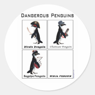 gefährliche Pinguine Runder Aufkleber