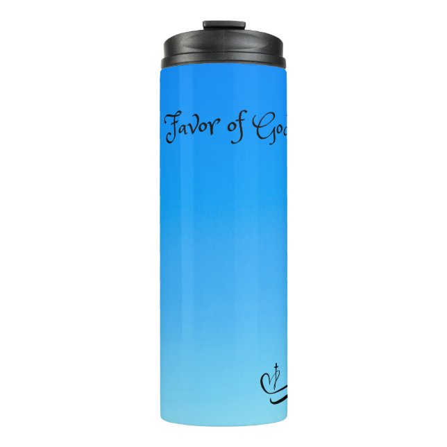 Gefallen an Gott (Blaue Gradient) Thermaltumbler Thermosbecher (Vorderseite)