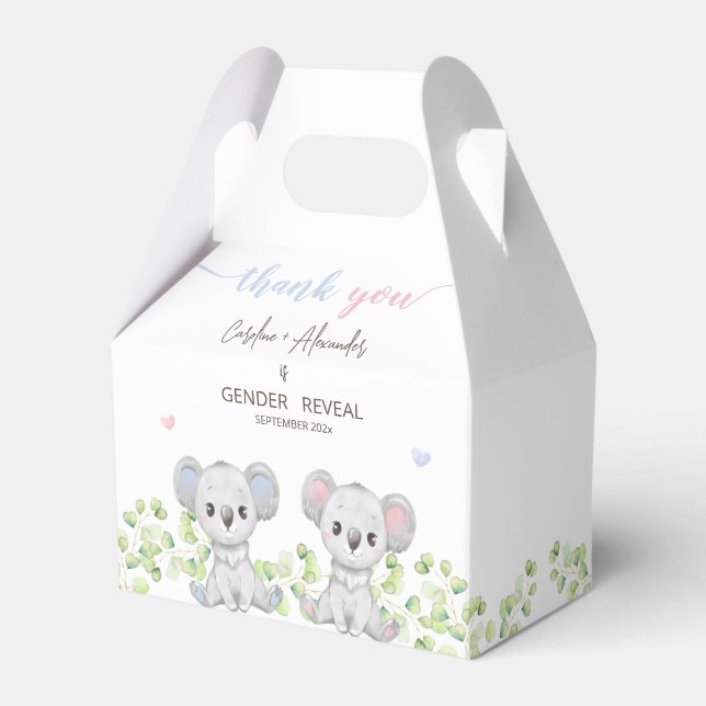 Gefallen Box für Koala Gender Reveal Party. Geschenkschachtel (Vorderseite)