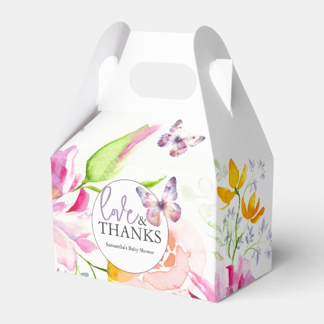 Gefallen Boxen Baby Dusche Lila Schmetterlinge Geschenkschachtel (Vorderseite)