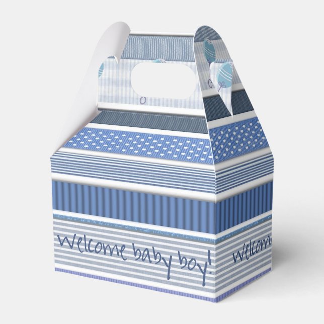 Gefallen/Geschenkboxen - Willkommen Baby Boy! Geschenkschachtel (Vorderseite)