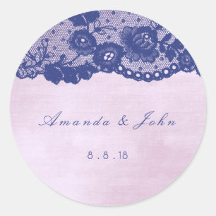 Gefallen Rose Lila Blue Navy Lace Vielen Dank Runder Aufkleber