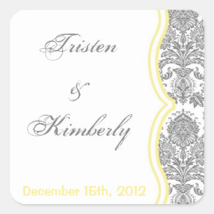 Gefallen Stickers Grau Yellow Damask Lace Print