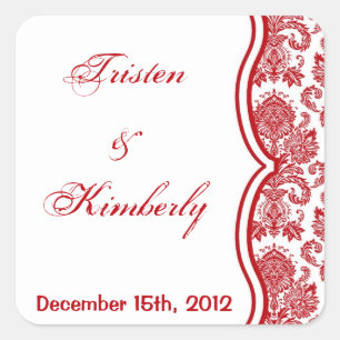 Gefallen Stickers Red Crimson White Damask Lace Pr