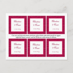 Gefallen Tags Himbeere Rosa Schleifen/Wirbel Blush Postkarte