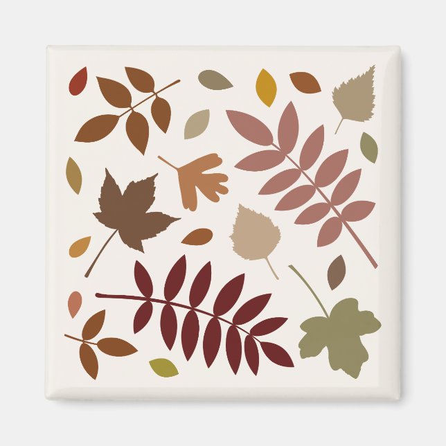 Gefallene Blätter Design-Herbstfarben auf Cream Magnet (Vorne)