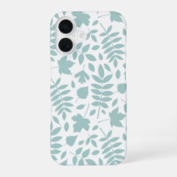 Gefallene Blätter Lg Muster Lt Aquamarin auf Weiß