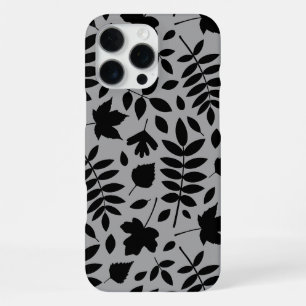 Gefallene Blätter Lg Muster Schwarz auf Grau iPhone 16 Pro Max Hülle