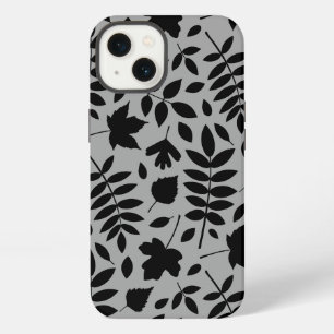 Gefallene Blätter Lg Muster Schwarz auf Grau iPhone Hülle