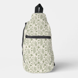 Gefallene Blätter Muster grün auf Creme Crossbody Bag