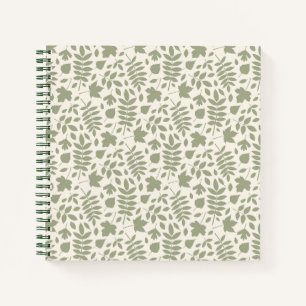 Gefallene Blätter Muster grün auf Creme Notizbuch