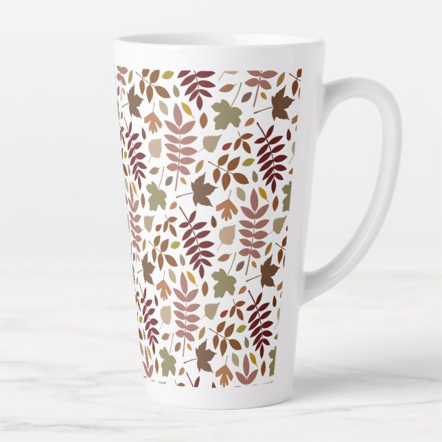 Gefallene Blätter Muster-Herbstfarben auf Weiß Milchtasse (Rechts)