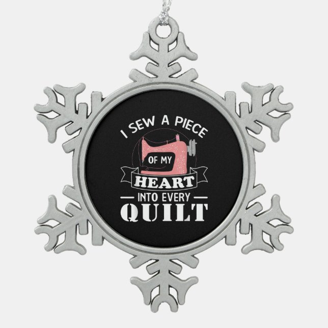 Gefallene Quilter-Geschenke Schneeflocken Zinn-Ornament (Vorderseite)