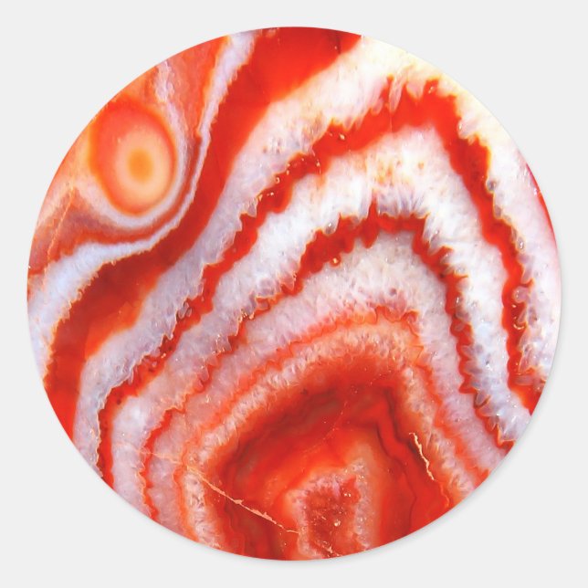 Gefallener Blutorange Achat. Runder Aufkleber (Vorderseite)