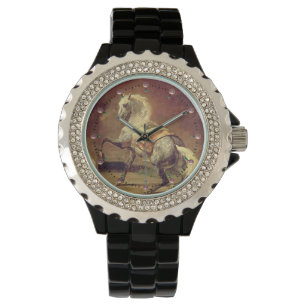 GEFALLENES GRAUSHORSE-Monogramm Armbanduhr