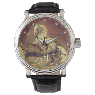 GEFALLENES GRAUSHORSE-Monogramm Armbanduhr