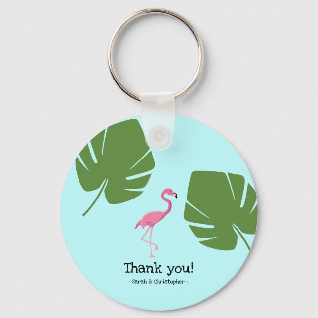 Gefälliges Pink Flamingo Tropical Schlüsselanhänge Schlüsselanhänger (Vorderseite)