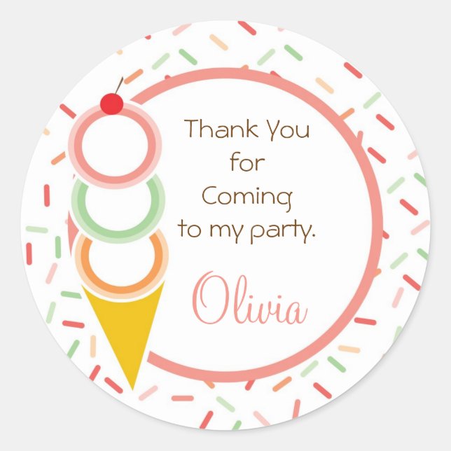 Gefälligkeitsaufkleber - Eiscreme Runder Aufkleber (Vorderseite)