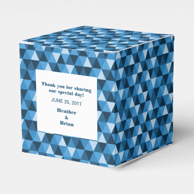 Gefälligkeitsbox für blaue geometrische Dreiecke Geschenkschachtel (Vorderseite)