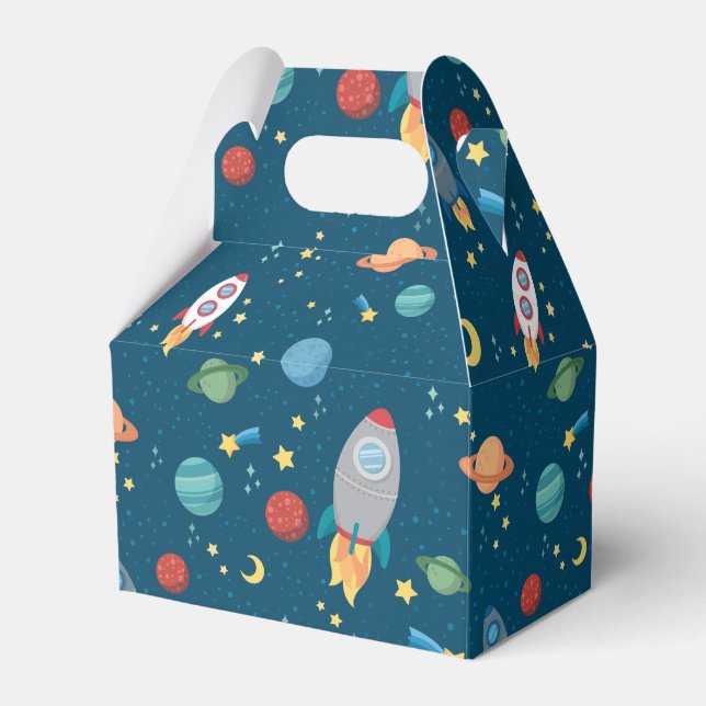 Gefälligkeitsboxen für Weltraumspass Geschenkschachtel (Vorderseite)