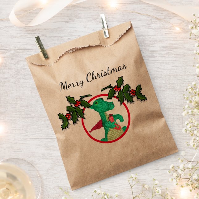 Gefälligkeitstasche - Foto-Kreis mit Holly-Zweigen Geschenktütchen (Ausgeschnitten)