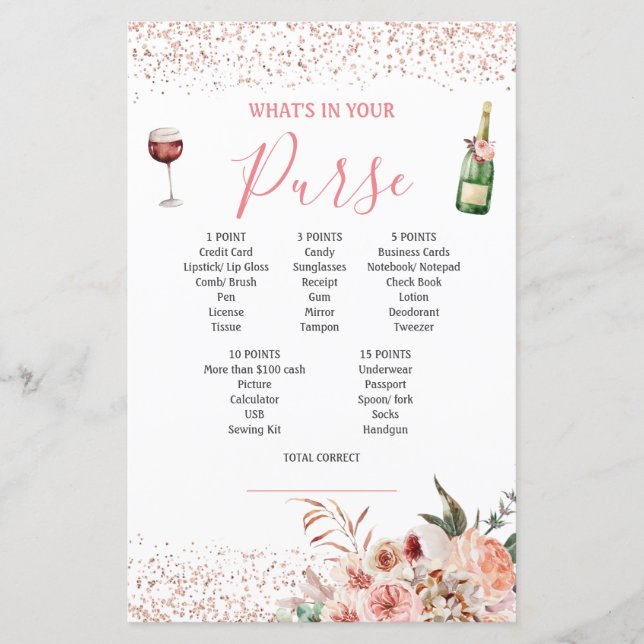 Gefällt der Liebe Rosa Brautparty Purse Game (Vorderseite)