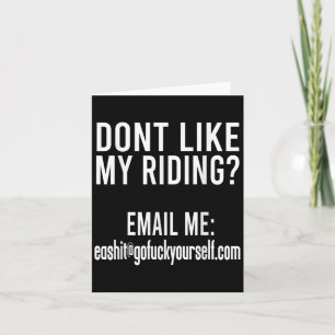 Gefällt Ihnen mein Fahrstil nicht? E-Mail an mich Karte