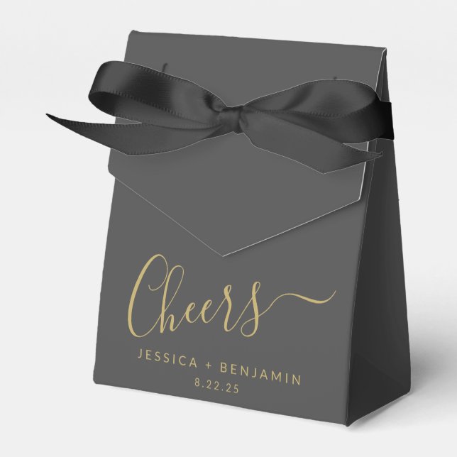 Gefällt Minimalistische Schwarz-Gold-Hochzeit Geschenkschachtel (Vorderseite)