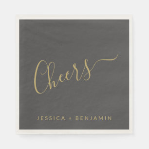 Gefällt Minimalistische Schwarz-Gold-Hochzeit Serviette