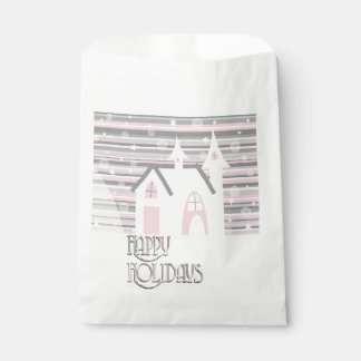 Gefälte Taschen - Pink & Gray Wintry Scene Geschenktütchen