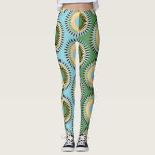Gefaltene Blume: Retroblau-grün. Leggings