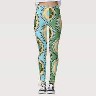 Gefaltene Blume: Retroblau-grün. Leggings