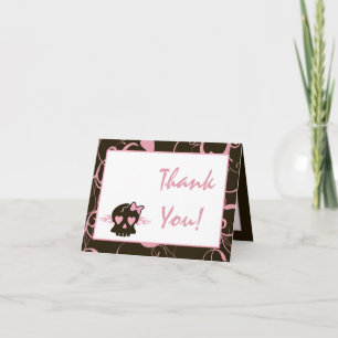 Gefaltet danke, Girly Mädchen-Rosa-Punk-Schädel zu Dankeskarte