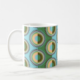 gefaltete Blume Sterne nahtlose Muster in Retroblu Kaffeetasse