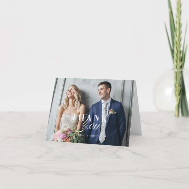 Gefaltete Foto-Hochzeit danken Ihnen Dankeskarte (Vorderseite)