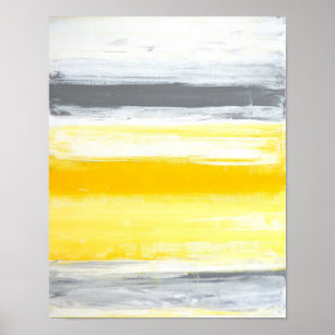 "Gefaltete" graue und gelbe abstrakte Kunst Poster
