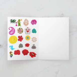 Gefaltete Grußkarten Florale Drachen Kunst Karte