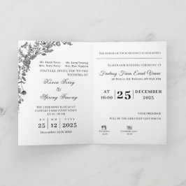 Gefaltete Hochzeitseinladung "Wir heiraten" Set Karte