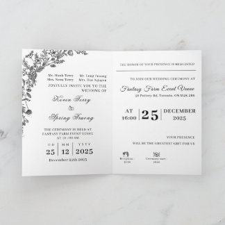 Gefaltete Hochzeitseinladung "Wir heiraten" Set Karte