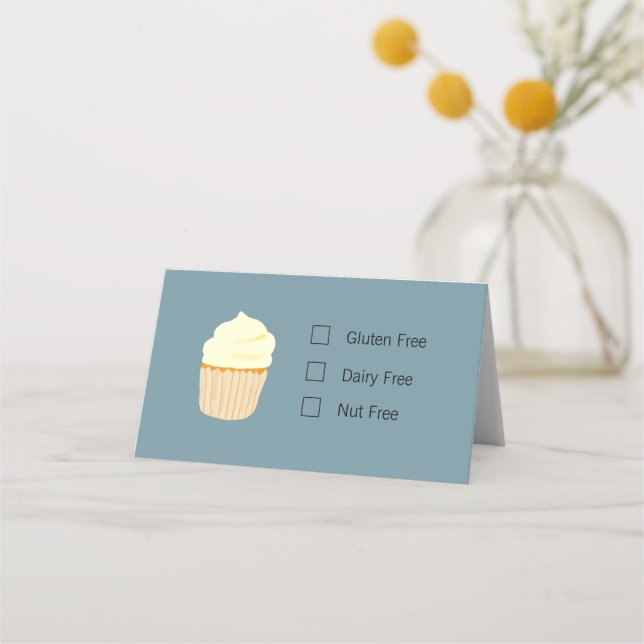 gefaltetes, glutenfreies Tischschild Platzkarte (Rückseite)