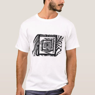 Gefangen in Gedanken Spiral Square Optical Art T-Shirt