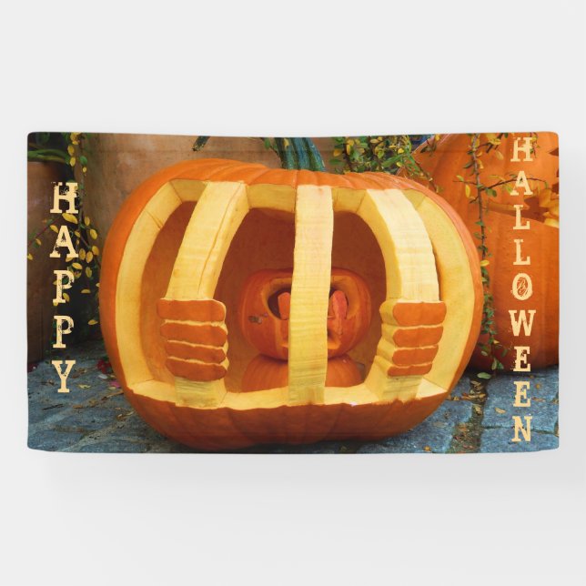 Gefangengesetzter Kürbis Halloween Banner (Horizontal)