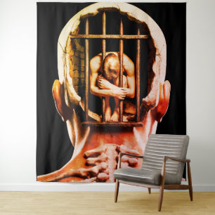 Gefängnis des Geistes – Surrealistische konzeption Wandteppich