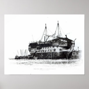 Gefängnis-Schiff in Portsmouth-Hafen Poster