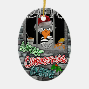 Gefängnis-Weihnachtsverzierung: Schlechtestes Keramik Ornament