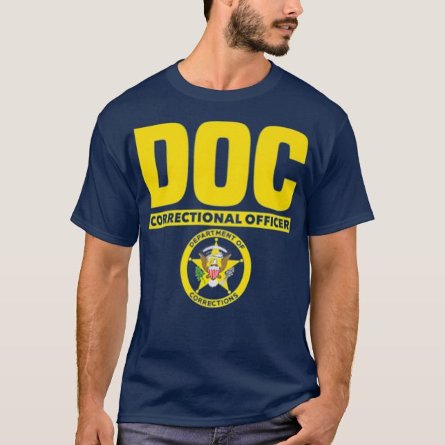 Gefängnisaufseher mit dünner grauer Linie T-Shirt (Vorderseite)