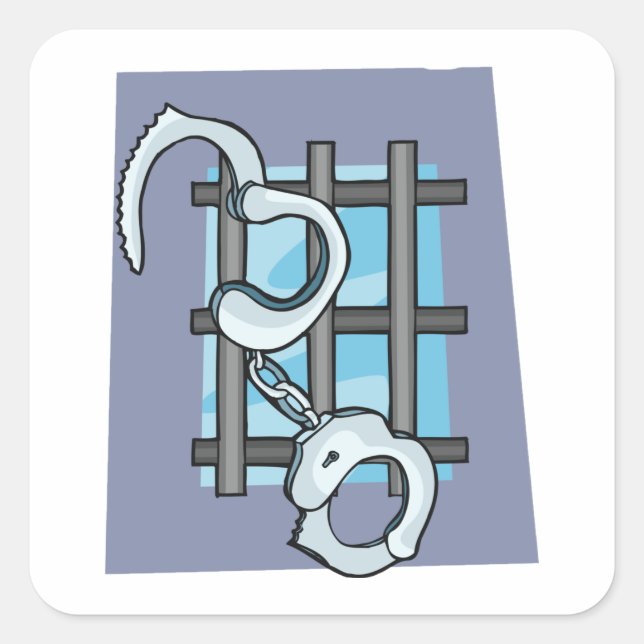 Gefängnishandschellen Quadratischer Aufkleber (Vorderseite)