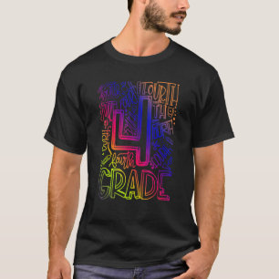 Gefärbte Krawatte 4. Klasse Typografie Team Vierte T-Shirt