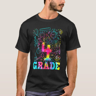 Gefärbte Krawatte 4. Klasse Typografie Team Vierte T-Shirt