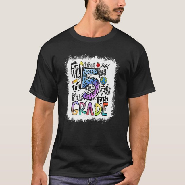Gefärbte Krawatte 5th Grade Typografy Team Vierter T-Shirt (Vorderseite)